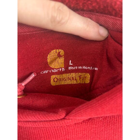 Carhartt Original Fit Red Pullover Hoodie Sweatshirt Size Large - Picture 3 of 12